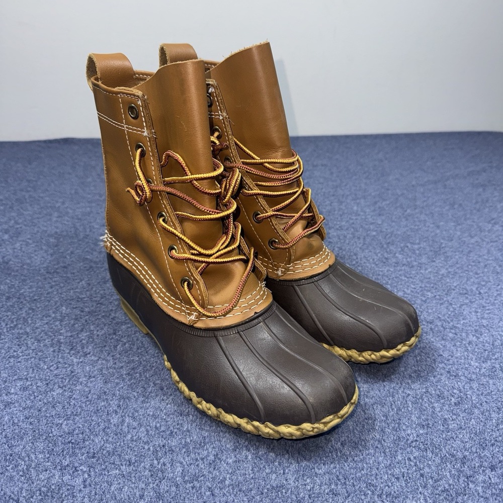 LL Bean Bean Boots Womens 6N 212880 Brown Tan Leather USA Made Duck Waterproof